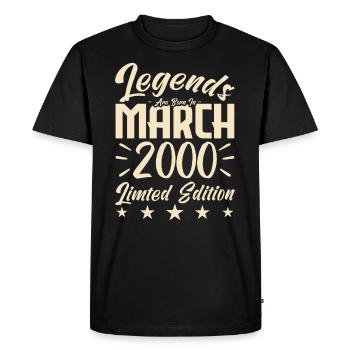Naissance En Mars 2000. Cadeau d'anniversaire mars - T-shirt Premium bio Homme - noir - Devant - Nico (187cm)