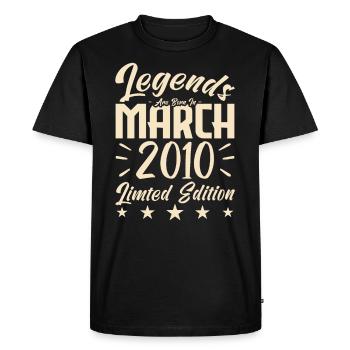 Naissance En Mars 2010. Cadeau d'anniversaire mars - T-shirt Premium bio Homme - noir - Devant - Nico (187cm)