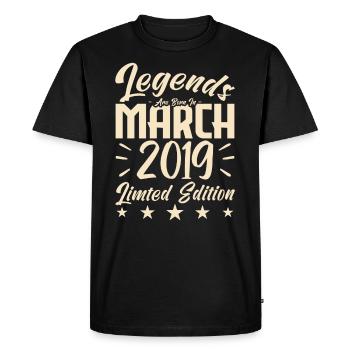 Naissance En Mars 2019. Cadeau d'anniversaire mars - T-shirt Premium bio Homme - noir - Devant - Nico (187cm)