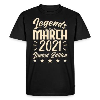 Naissance En Mars 2025. Cadeau d'anniversaire mars - T-shirt Premium bio Homme - noir - Devant - Nico (187cm)