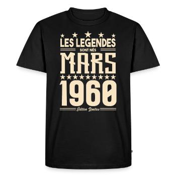 cadeau d'anniversaire mars 1960. cadeau Mars 1960. - T-shirt Premium bio Homme - noir - Devant - Nico (187cm)