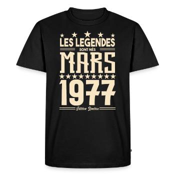 cadeau d'anniversaire mars 1977. cadeau Mars 1977. - T-shirt Premium bio Homme - noir - Devant - Nico (187cm)