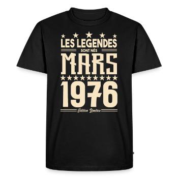 cadeau d'anniversaire mars 1976. cadeau Mars 1976. - T-shirt Premium bio Homme - noir - Devant - Nico (187cm)