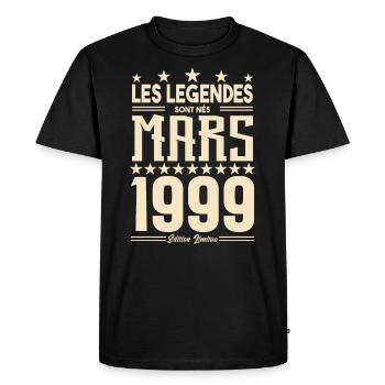cadeau d'anniversaire mars 1999. cadeau Mars 1999. - T-shirt Premium bio Homme - noir - Devant - Nico (187cm)
