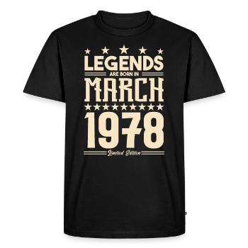 Cadeau Légende mars 1978. cadeau Mars 1978. March. - T-shirt Premium bio Homme - noir - Devant - Nico (187cm)