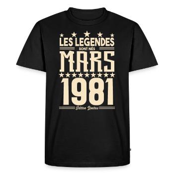 cadeau d'anniversaire mars 1981. cadeau Mars 1981. - T-shirt Premium bio Homme - noir - Devant - Nico (187cm)