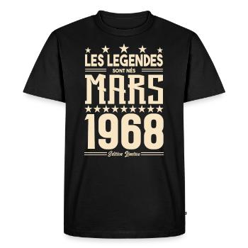 cadeau d'anniversaire mars 1968. cadeau Mars 1968. - T-shirt Premium bio Homme - noir - Devant - Nico (187cm)