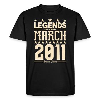 Cadeau Légende mars 2011. cadeau Mars 2011. March. - T-shirt Premium bio Homme - noir - Devant - Nico (187cm)