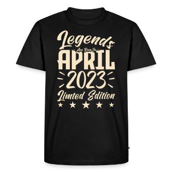 Born April 2023 Birthday Gift 2023 - Men's Premium Organic T-Shirt - black - Front - Nico (187cm)