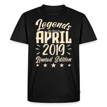 Naissance En avril 2019 Cadeau d'anniversaire 2019 - T-shirt Premium bio Homme - noir - Devant - Nico (187cm)