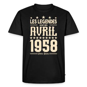 cadeau d'anniversaire Avril 1958 cadeau avril 1958 - T-shirt Premium bio Homme - noir - Devant - Nico (187cm)