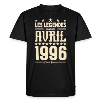 cadeau d'anniversaire Avril 1996 cadeau avril 1996 - T-shirt Premium bio Homme - noir - Devant - Nico (187cm)