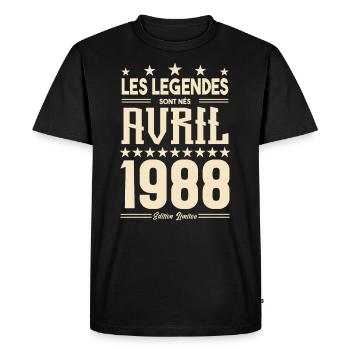cadeau d'anniversaire Avril 1988 cadeau avril 1988 - T-shirt Premium bio Homme - noir - Devant - Nico (187cm)