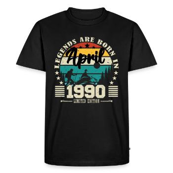 Avril 1990 Cadeau d'anniversaire avril 1990. April - T-shirt Premium bio Homme - noir - Devant - Nico (187cm)