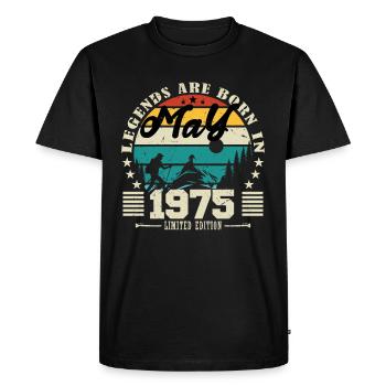 Mai 1975 Cadeau d'anniversaire mai 1975. May 1975. - T-shirt Premium bio Homme - noir - Devant - Nico (187cm)