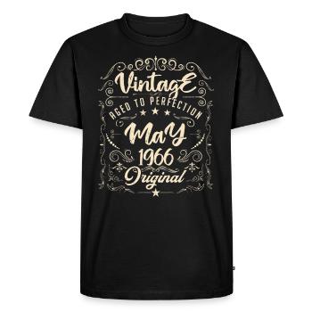 Vintage born in May 1966. Birthday May 1966. - Men's Premium Organic T-Shirt - black - Front - Nico (187cm)
