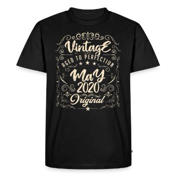 Vintage born in May 2020. Birthday May 2020. - Men's Premium Organic T-Shirt - black - Front - Nico (187cm)