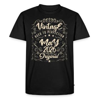 Vintage born in May 2026. Birthday May 2026. - Men's Premium Organic T-Shirt - black - Front - Nico (187cm)