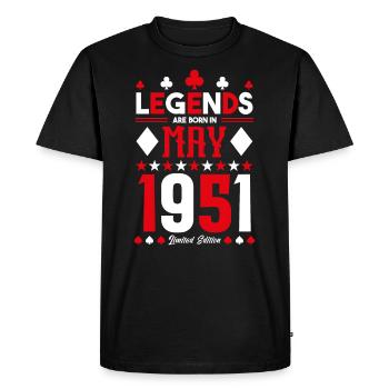 cadeau d'anniversaire Mai 1951. jeux de carte .May - T-shirt Premium bio Homme - noir - Devant - Nico (187cm)