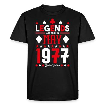 cadeau d'anniversaire Mai 1977. jeux de carte .May - T-shirt Premium bio Homme - noir - Devant - Nico (187cm)