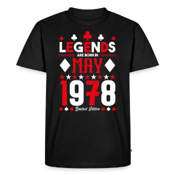 cadeau d'anniversaire Mai 1978. jeux de carte .May - T-shirt Premium bio Homme - noir - Devant - Nico (187cm)
