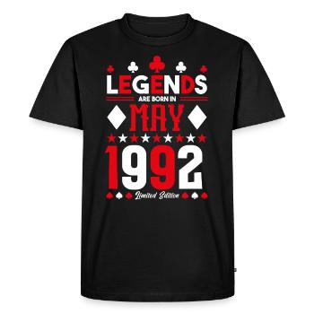 cadeau d'anniversaire Mai 1992. jeux de carte .May - T-shirt Premium bio Homme - noir - Devant - Nico (187cm)