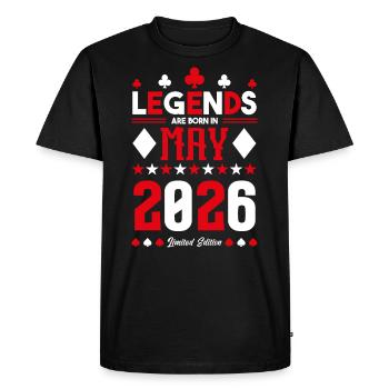 cadeau d'anniversaire Mai 2026. jeux de carte .May - T-shirt Premium bio Homme - noir - Devant - Nico (187cm)