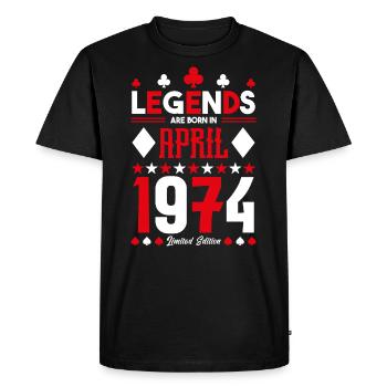 Birthday gift April 1974. card games. - Men's Premium Organic T-Shirt - black - Front - Nico (187cm)