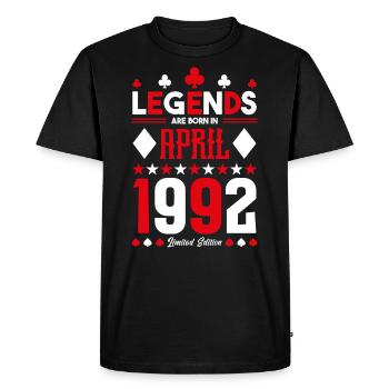 cadeau d'anniversaire avril 1992. jeux de carte. - T-shirt Premium bio Homme - noir - Devant - Nico (187cm)