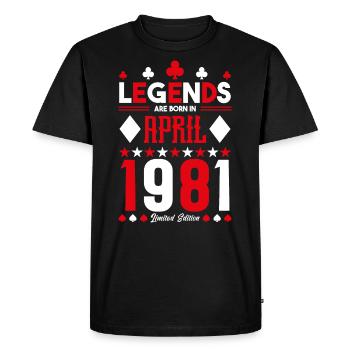 birthday gift April 1981. card games. - Men's Premium Organic T-Shirt - black - Front - Nico (187cm)