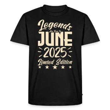 Naissance En juin 2025 Cadeau d'anniversaire 2025. - T-shirt Premium bio Homme - noir - Devant - Nico (187cm)