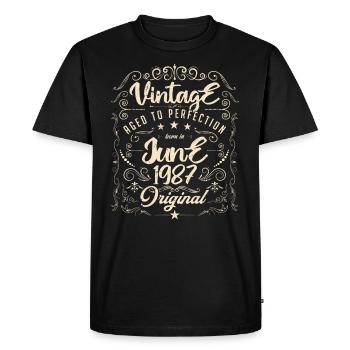 Vintage born in June 1987. Anniversary June 1987 - Men's Premium Organic T-Shirt - black - Front - Nico (187cm)