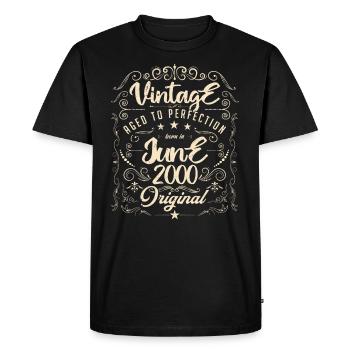 Vintage born in June 2000. Anniversary June 2000 - Men's Premium Organic T-Shirt - black - Front - Nico (187cm)