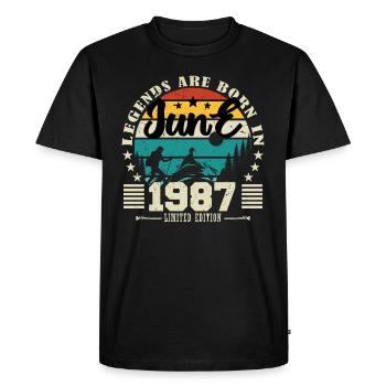 June 1987. Birthday gift June 1987. June. - Men's Premium Organic T-Shirt - black - Front - Nico (187cm)