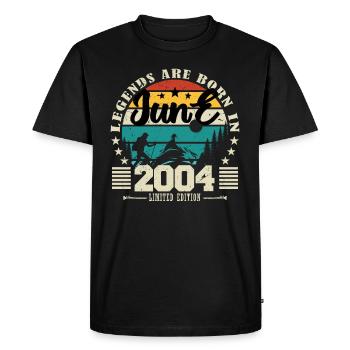 Juin 2004. Cadeau d'anniversaire juin 2004. June. - T-shirt Premium bio Homme - noir - Devant - Nico (187cm)