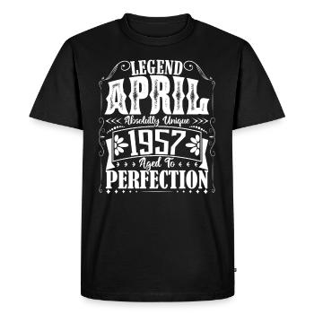 April 1957. Birthday April 1957. Gift 1957. - Men's Premium Organic T-Shirt - black - Front - Nico (187cm)