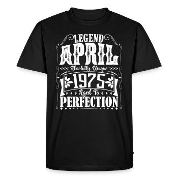Avril 1975. Anniversaire avril 1975. Cadeau 1975. - T-shirt Premium bio Homme - noir - Devant - Nico (187cm)