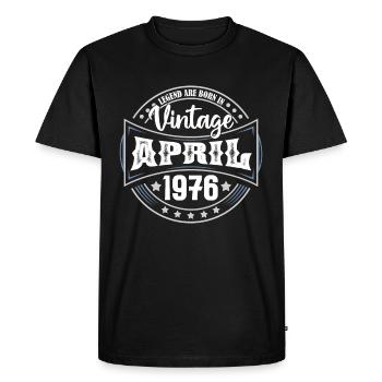 1976 Avril. Cadeau d'anniversaire avril 1976 April - T-shirt Premium bio Homme - noir - Devant - Nico (187cm)