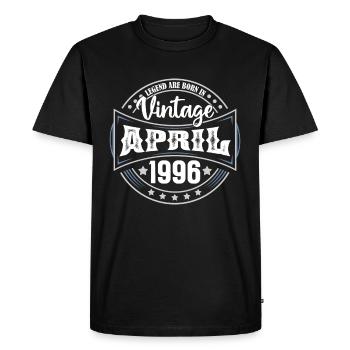 1996 Avril. Cadeau d'anniversaire avril 1996 April - T-shirt Premium bio Homme - noir - Devant - Nico (187cm)