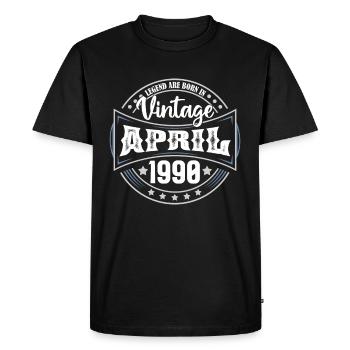 1990 Avril. Cadeau d'anniversaire avril 1990 April - T-shirt Premium bio Homme - noir - Devant - Nico (187cm)