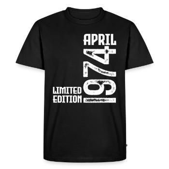 Cadeau Avril 1974. Anniversaire avril 1974. April. - T-shirt Premium bio Homme - noir - Devant - Nico (187cm)