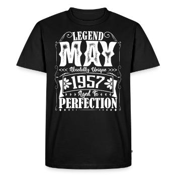May 1957. Birthday May 1957. Gift May 1957. - Men's Premium Organic T-Shirt - black - Front - Nico (187cm)