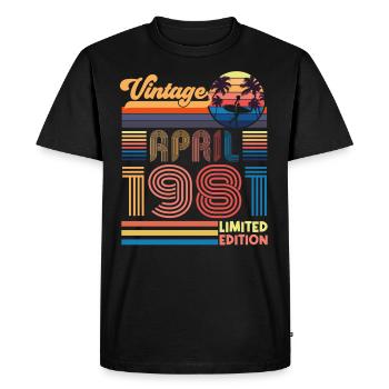 anniversaire Avril 1981 Avril. Avril 1981 Cadeau. - T-shirt Premium bio Homme - noir - Devant - Nico (187cm)