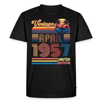 anniversaire Avril 1957 Avril. Avril 1957 Cadeau. - T-shirt Premium bio Homme - noir - Devant - Nico (187cm)