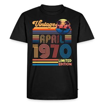 anniversaire Avril 1970 Avril. Avril 1970 Cadeau. - T-shirt Premium bio Homme - noir - Devant - Nico (187cm)
