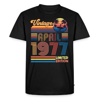 anniversaire Avril 1977 Avril. Avril 1977 Cadeau. - T-shirt Premium bio Homme - noir - Devant - Nico (187cm)