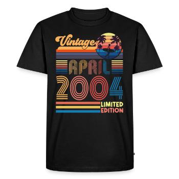 anniversaire Avril 2004 Avril. Avril 2004 Cadeau. - T-shirt Premium bio Homme - noir - Devant - Nico (187cm)