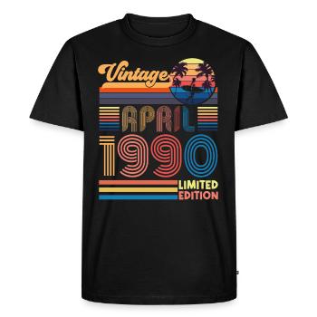 anniversaire Avril 1990 Avril. Avril 1990 Cadeau. - T-shirt Premium bio Homme - noir - Devant - Nico (187cm)