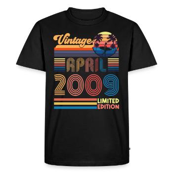 anniversaire Avril 2009 Avril. Avril 2009 Cadeau. - T-shirt Premium bio Homme - noir - Devant - Nico (187cm)