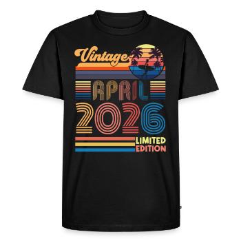 anniversaire Avril 2026 Avril. Avril 2026 Cadeau. - T-shirt Premium bio Homme - noir - Devant - Nico (187cm)